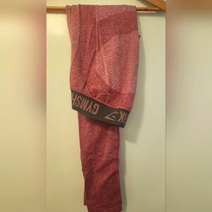 Gymshark Maroon Leggings with Gray Waistband Womens Size Small PERFECT CONDITION